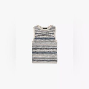 ZARA STRIPED TEXTURED KNIT SLEEVELESS TOP